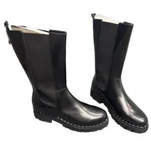 Steve Madden Black Leather Knee Boots Women’s 9 EU 40 Lug Sole Studded BNIB thumbnail 9