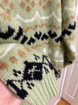 Anthropologie Fair Isle Mint Green Turtleneck Tunic Chunky Sweater - Size M thumbnail 8
