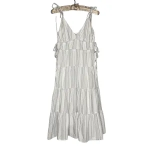 Rails Organic Cotton‎ Tiered Neutral Striped Midi Dress Size XS Sundress thumbnail 3