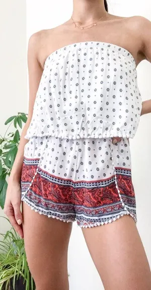 Showpo White Sleeveless Tube Top Romper thumbnail 1
