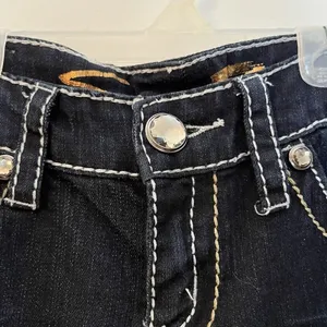 7 For All Mankind Seven 7 Boot Low rise Jeans‎ Women's 28 Y2K Dark Wash Western Embellished Bling thumbnail 3