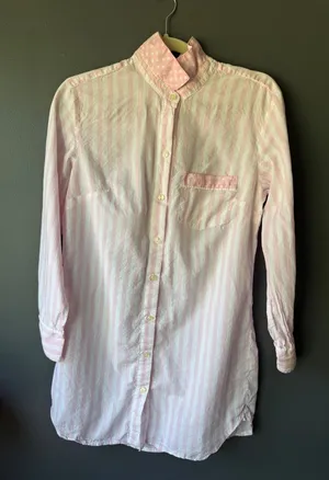 Victoria's Secret Pink Striped Long Sleeve Sleep Shirt/Dress XS thumbnail 1