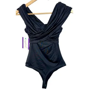 Abercrombie & Fitch Black Ruched Wrap Stretch Bodysuit Tank Top Womens Size M thumbnail 2