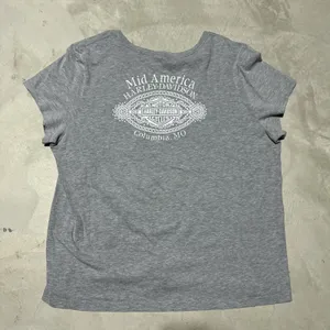 HARLEY-DAVIDSON Women's Grey HD Logo Graphic Short Sleeve V-Neck Tee SZ XL thumbnail 6