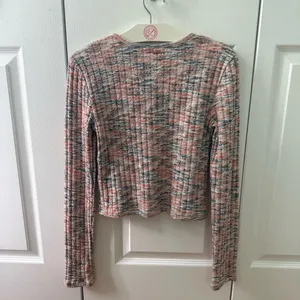 BDG Urban Outfitters Cutout Spacedye Orange and Gray Heather Sweater thumbnail 3