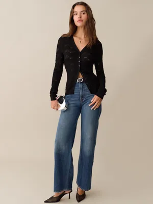 NWT Few Moda Silva Sweater Size Medium M Black Wool long sleeve top Kourt thumbnail 3