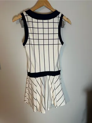 NWOT We Wore What pleated tennis dress cream navy extra small thumbnail 4