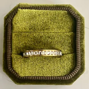 18K Yellow Gold Plated Carré Cut Diamond Eternity Band Ring 2mm Unisex Size 9 thumbnail 1