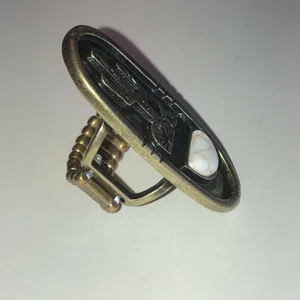 Southwestern Aged Gold-Tone Cactus Ring with Faux Stone thumbnail 5