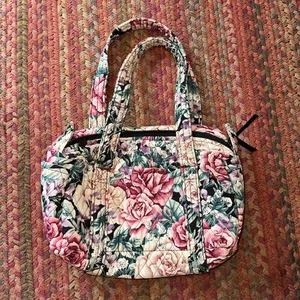 80s VTG ROSE QUILTED MINI TRAVEL DUFFLE BAG MAKE UP TOILETRY thumbnail 1