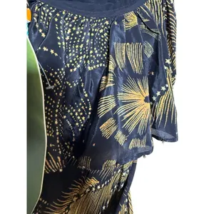 NWT Farm Rio Golden Foliage Black One Shoulder Maxi Dress Sz. XS thumbnail 8