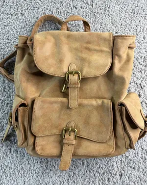 Urban Expression Tan Faux Suede Buckle Backpack Camel Distressed Boho Bag thumbnail 1
