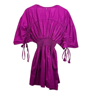 Misa Pink Los Angeles Camila Cinched Mini Dress Magenta Pink Pockets SMALL thumbnail 11