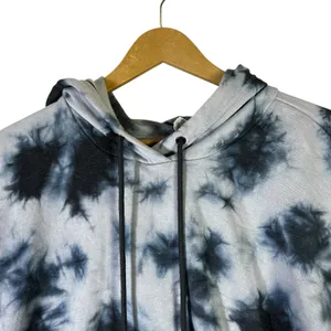 NWT 90 Degree By Reflex Hoodie Womens M Blue Tie Dye Crop Fleece Cool Girl Urban thumbnail 3