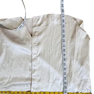 Daily Drills Ivory Champagne Button Down Long Sleeve Satin Resort blouse EUC thumbnail 12