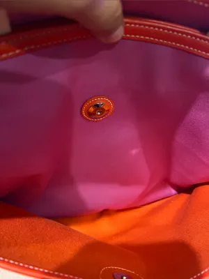 Vintage Coach Twill Garden Tote featuring a fuchsia/pink canvas orange trim thumbnail 12