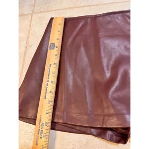 American Threads Faux Leather Mini Skort Burgundy Brown SM-SK40077B-AT Small thumbnail 4