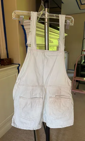 ZARA White Denim Short Jumpsuit thumbnail 1