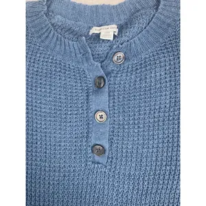 American Eagle Women's Blue Knit Henley Small Oversized thumbnail 4