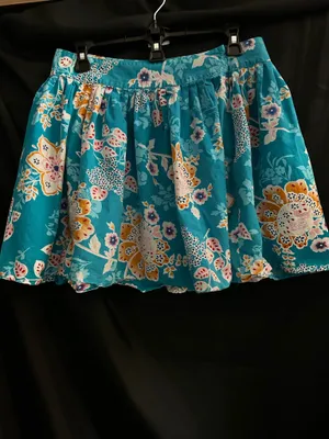 Wet Seal Teal Blue Floral Circle Mini Skirt MD thumbnail 2