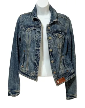 Pilcro and the Letterpress Womens XS Denim Jacket Medium Wash Cropped Trucker thumbnail 1