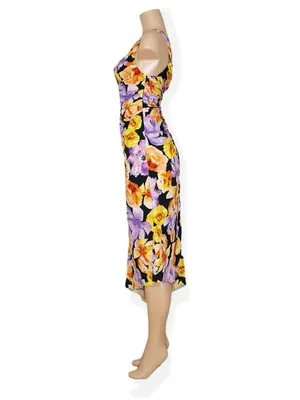 GEISHA DESIGNS X ANTHROPOLOGIE Asymmetrical Hem Midi Dress, Purple, XS thumbnail 6