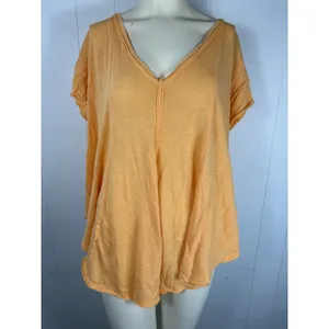 Free People Sammie V-Neck Peach Short Sleeve Hi-Low T-Shirt Size Small thumbnail 2