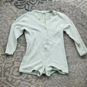 Victoria's Secret Gold Label Long Sleeve Knit Romper Mint Green Small thumbnail 1