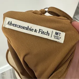 Abercrombie & Fitch‎ Brown Cream Colorblock Satin Maxi Slip Dress MT Tall thumbnail 6