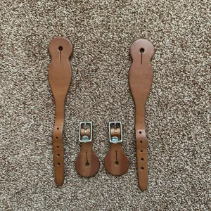 Leather Spurs Straps Plain Brown NWOT Western Equestrian Unisex Horse Riding thumbnail 4