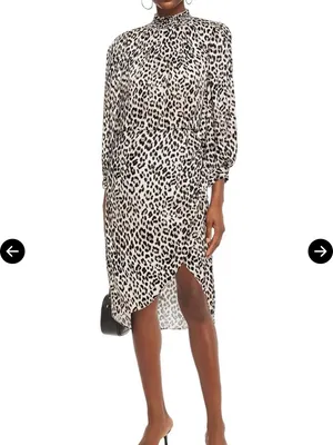 Alice + Olivia Jerilyn Shirred Leopard-Print Cupro-Blend Jacquard Dress thumbnail 4