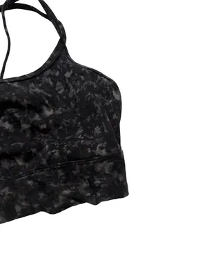 All In Motion Black Gray Marbled Strappy Crisscross Mesh Bra Yoga Medium Women's thumbnail 6