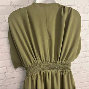 Grace Karin olive green high waisted fit and flare ruffle dress size Small retro thumbnail 5