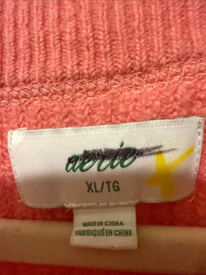 aerie oversized Coral Pink Knit Pullover size XL thumbnail 2