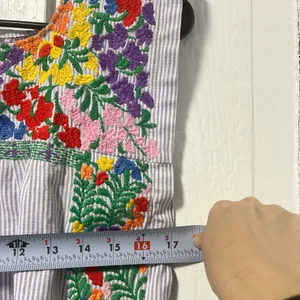 J Marie Floral Embroidered purple and white seersucker sleeveless top size small thumbnail 8