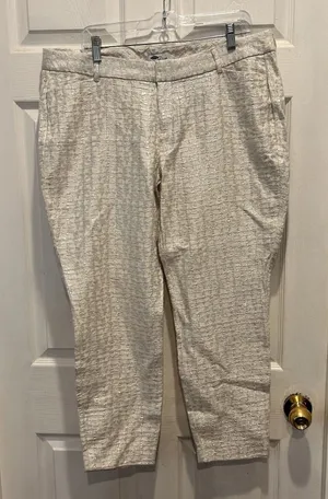Old Navy The Diva Silver Metallic Jacquard Skinny Ankle‎ Pants Womens 14 Holiday thumbnail 1