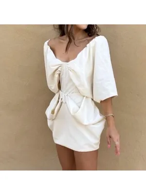 Zara Skirt Voluminous 3D Bow Mini Cream Sz M BarbieCore, Balletcore, Soft Glam thumbnail 14