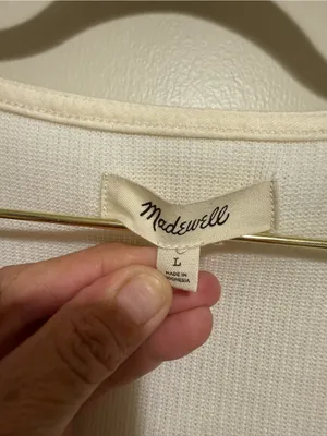 Madewell Melwood Square-Neck Ivory Pullover Sweater Size L thumbnail 3