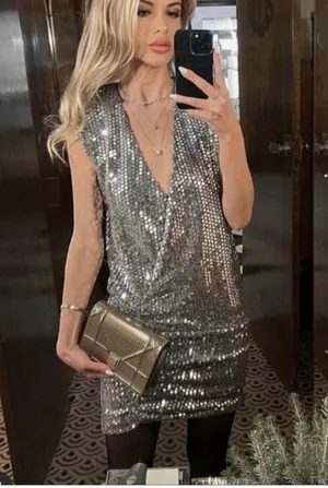 ZARA sequin mini dress thumbnail 3