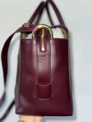 J.Crew Women's Burgundy Leather Handbag with gold hardware thumbnail 2