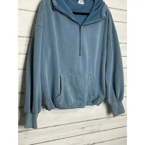 BIBI Blue Quarter Zip Hoodie Small Pullover Sweatshirt Kangaroo Pocket Cozy thumbnail 11