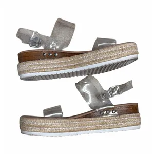 Steve Madden Clear Strappy Chunky Platform‎ Espadrille Wedge Sandal Shoes Size 8 thumbnail 4