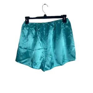 Aqua Blue Satin Feel Sleeveless Button Lace Top Shorts Pajama Set 1XLT thumbnail 5