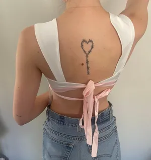 White And Pink Backless Top thumbnail 2