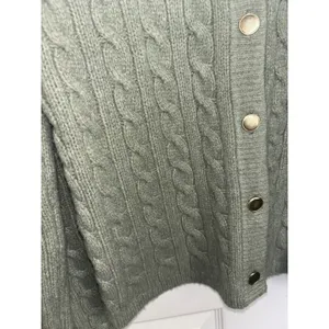 Abercrombie Fitch Fisherman Green Cable Knit Button Cardigan Small Wool Blend thumbnail 5