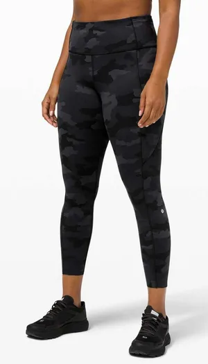 Lululemon Fast & Free High‎ Rise Tight II 20 Black Camo 25" Non Reflective Nulux thumbnail 1