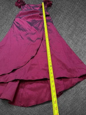 Xscape Burgundy Off Shoulder Ruffle Sleeve Ruched Formal Gown Size 10P thumbnail 7