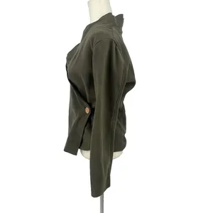 AVATAR CLOTHING Nepal Green‎ Wrap Fleece Top Sweater Wooden Button Size Medium thumbnail 4