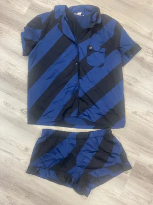 Victoria Secret Blue and Black Striped Pajama Set thumbnail 1