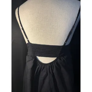No Boundaries Black Babydoll Mini Dress Keyhole Tie Smocked‎ Back XS 0-2 thumbnail 6